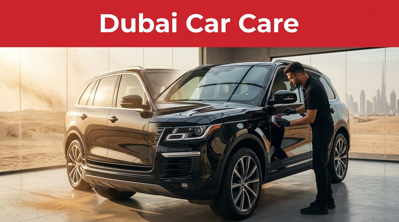 A luxury SUV in a sleek studio receiving professional car detailing.