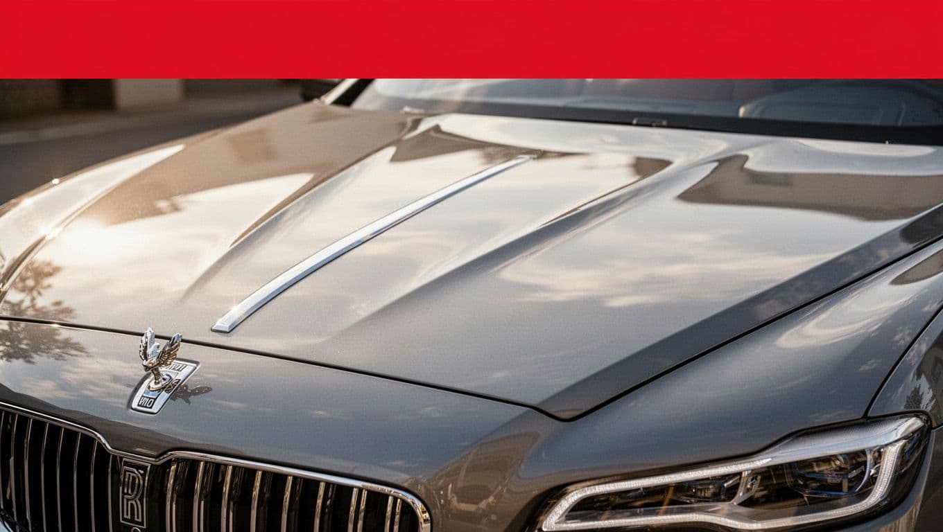 Polished luxury car hood beneath a red Car Care banner.